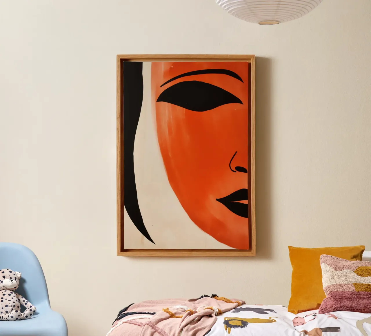 La Metà Migliore | Ritratto di donna dipinto in rosso e nero tela con Cornice a cassetta da Autofocus
