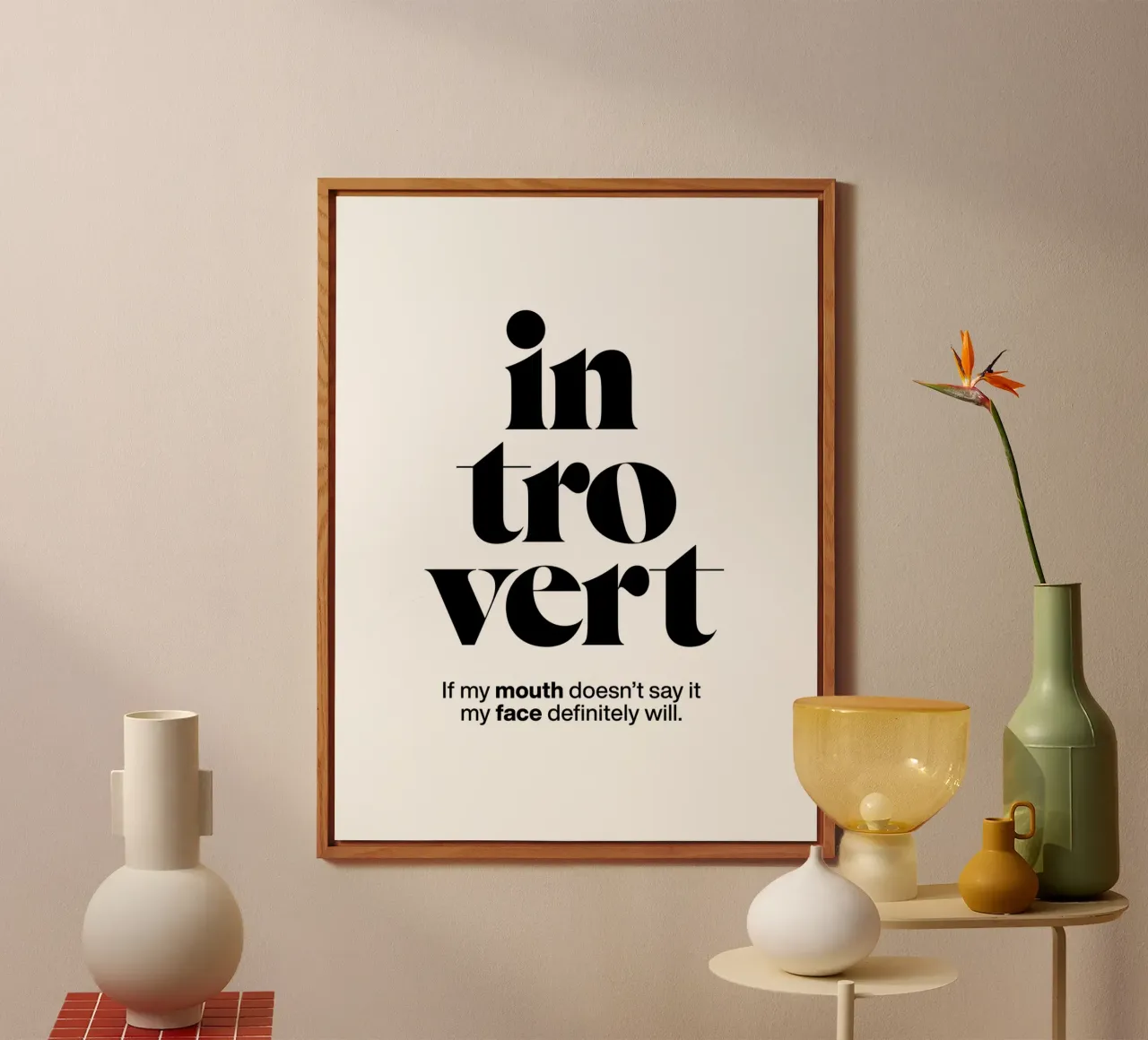 introverti : Si ma bouche ne le dit pas, mon visage le dira. alu dibond de The True Type