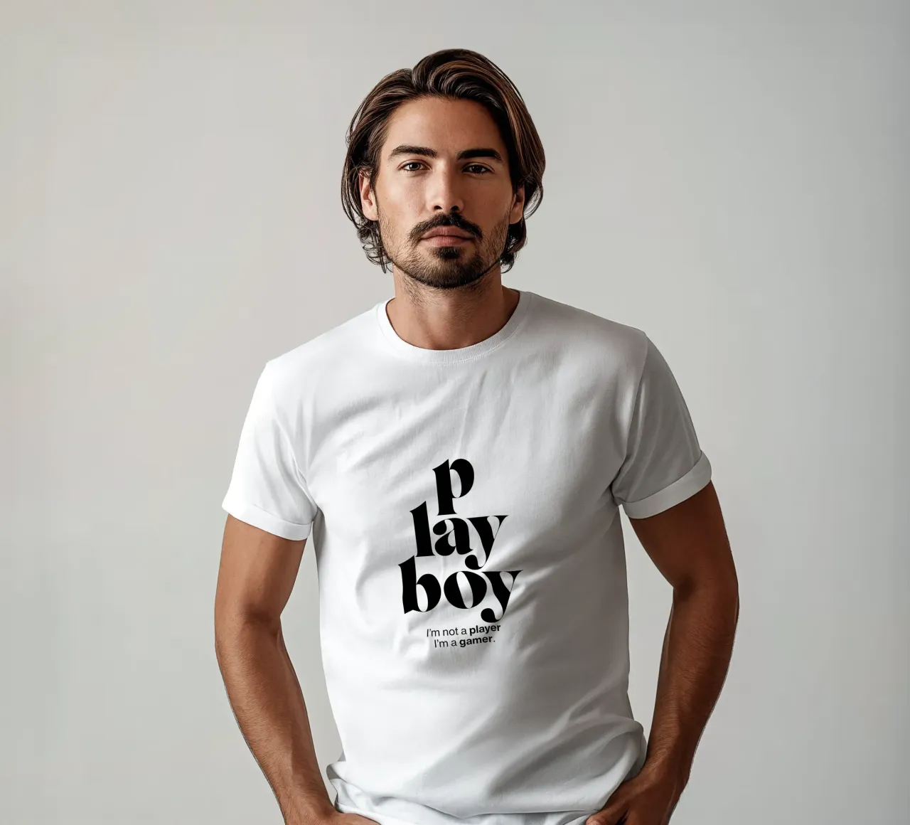 playboy statement print: I’m not a player, I’m a gamer. t-shirt by The True Type