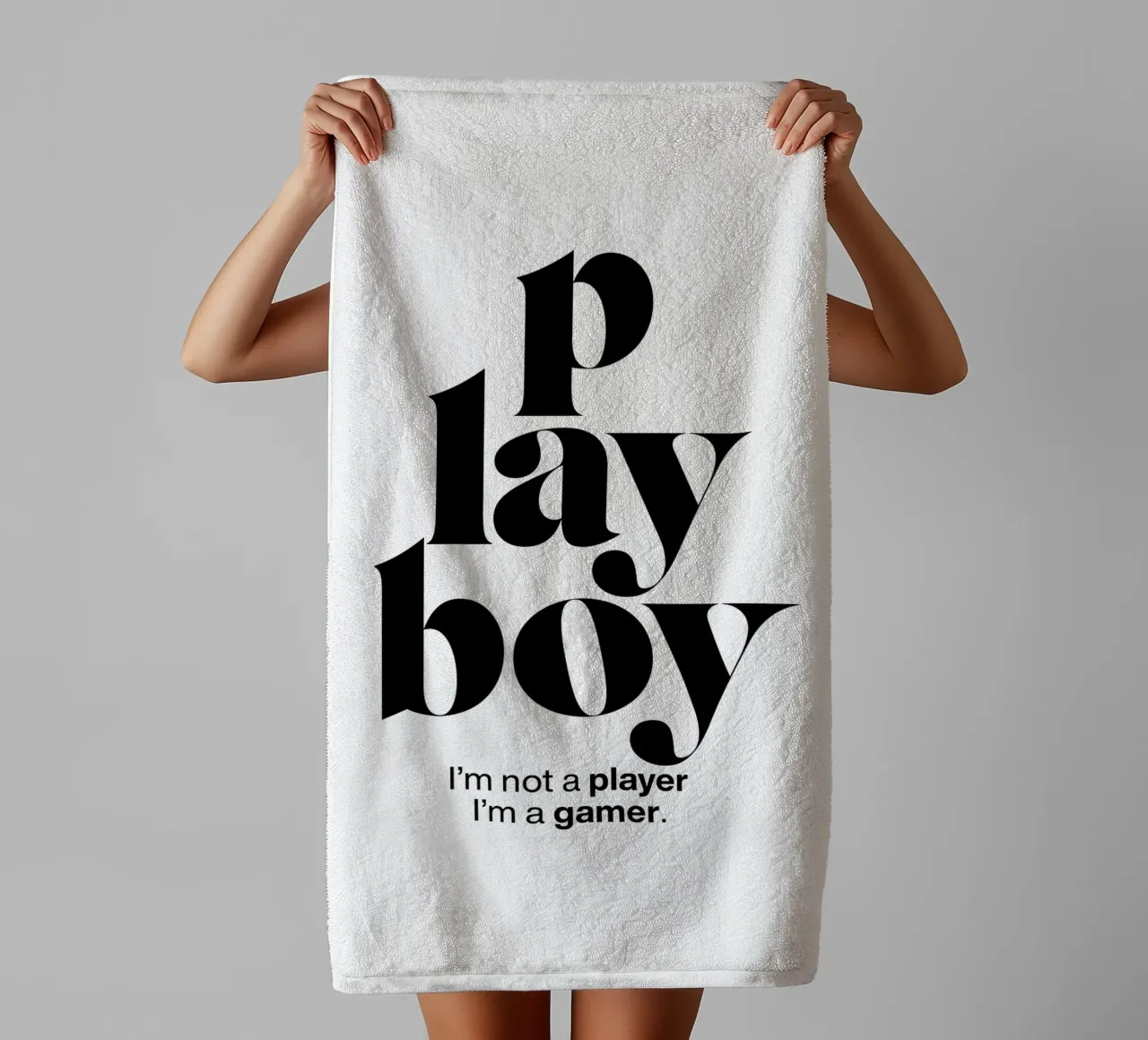 playboy statement print: I’m not a player, I’m a gamer. towel by The True Type