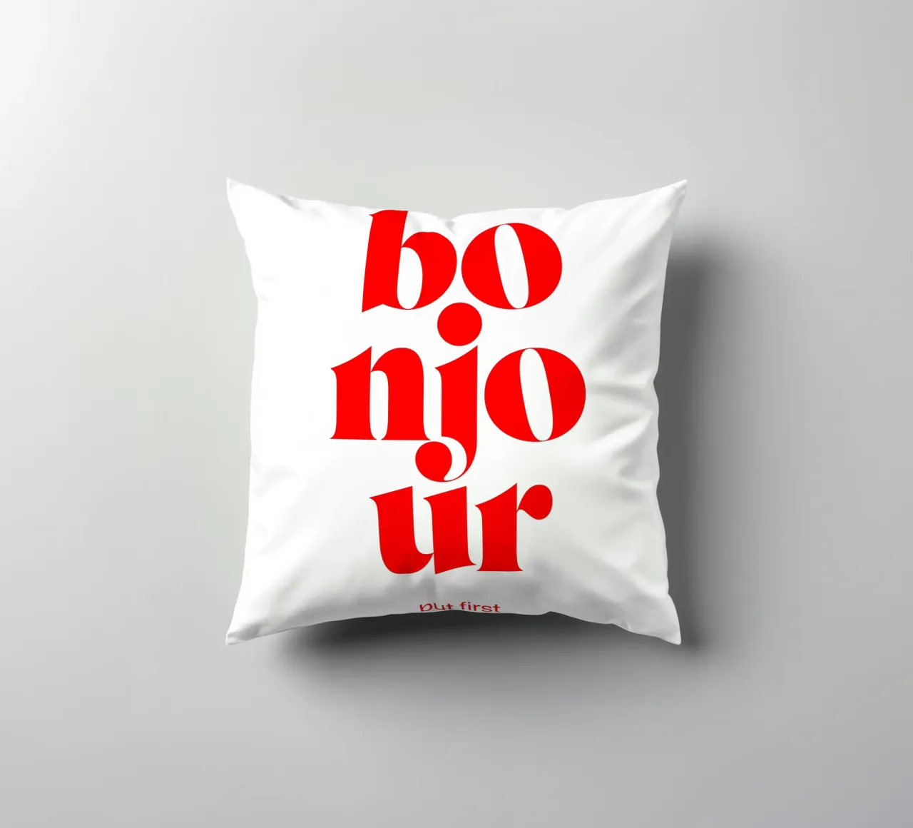 bonjour statement print: ma prima il caffè. cuscino da The True Type