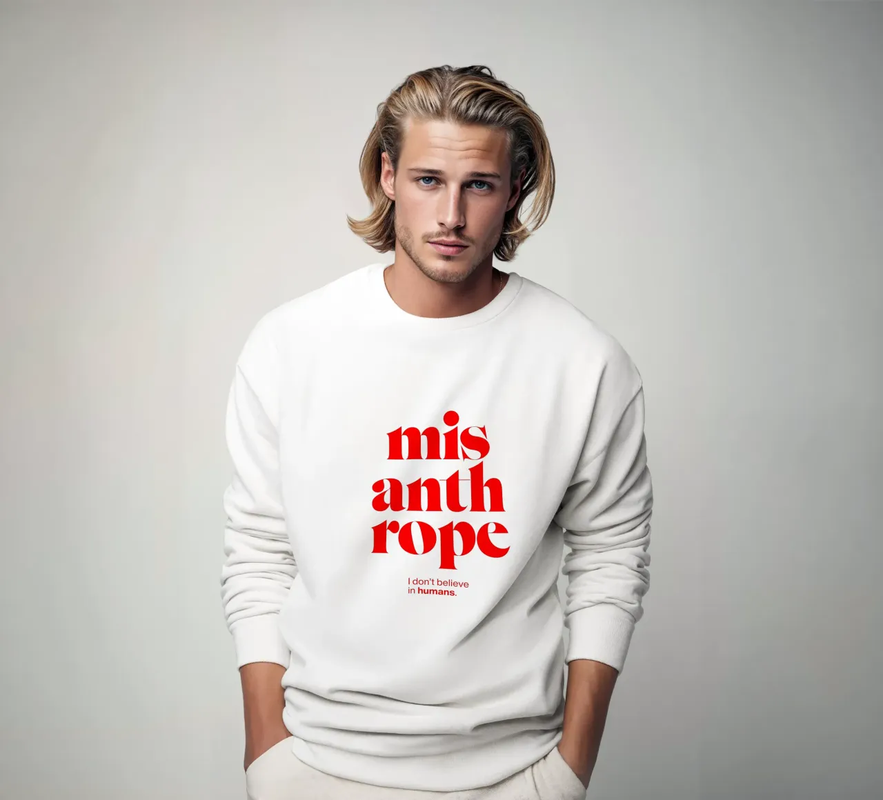 misántropo declaración de impresión: No creo en los humanos. sudadera de The True Type