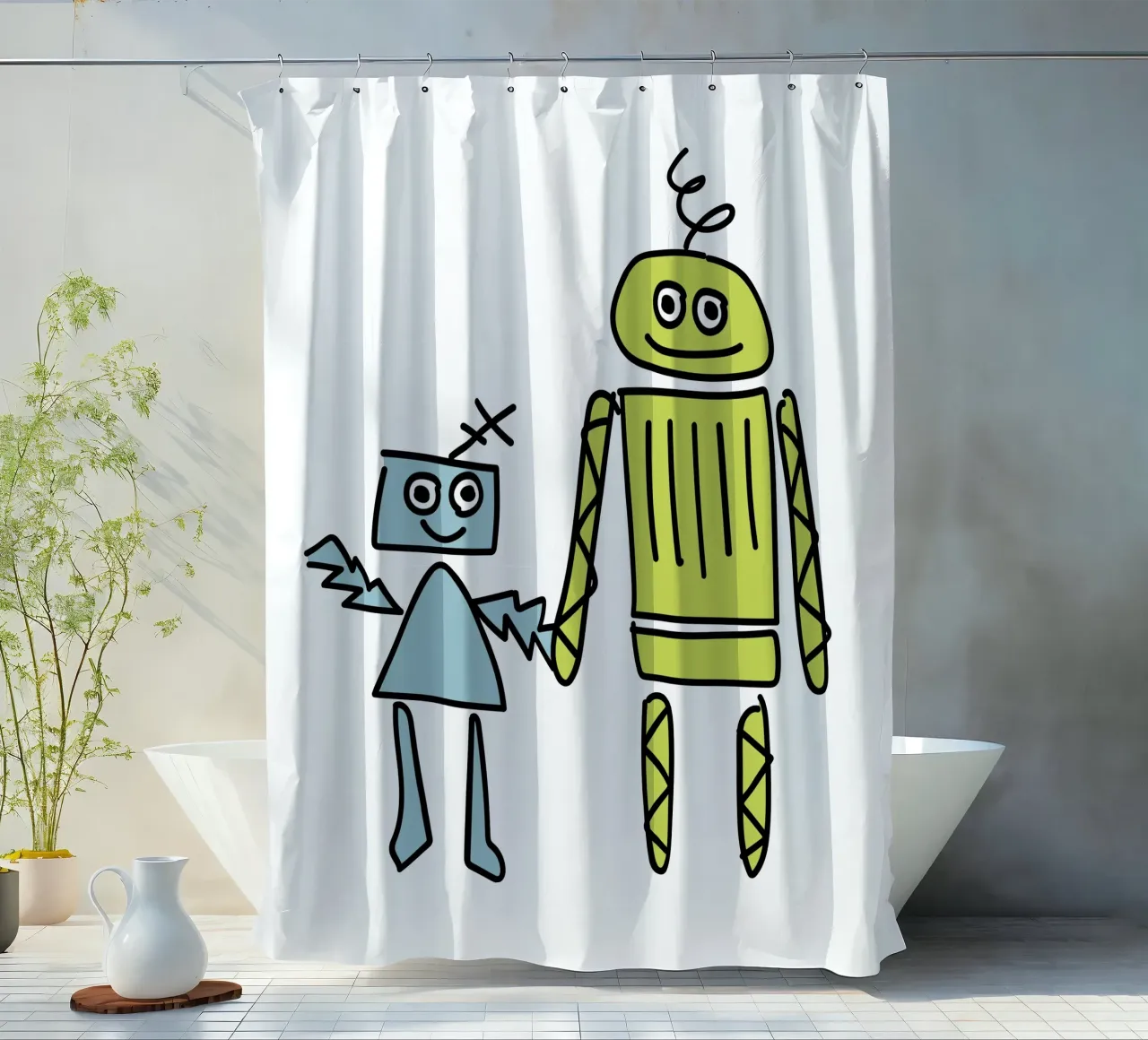 Little Robots: Dingi und Pilu tenda da doccia da Xaver & Friends