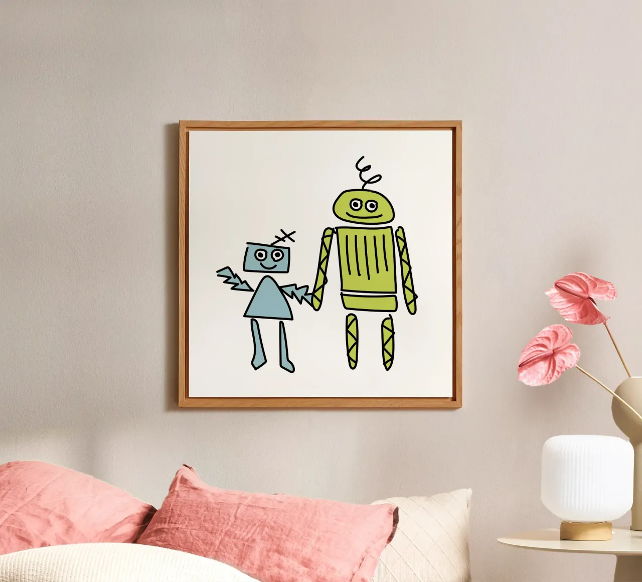 Little Robots: Dingi und Pilu alluminio dibond da Xaver & Friends