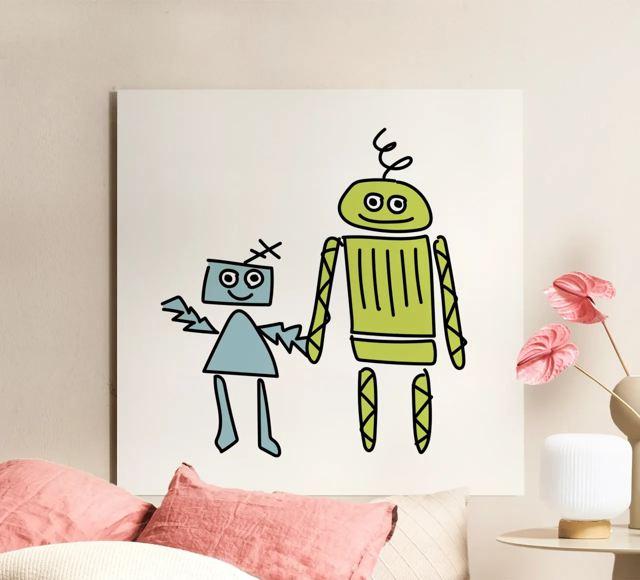 Little Robots: Dingi und Pilu alluminio dibond da Xaver & Friends