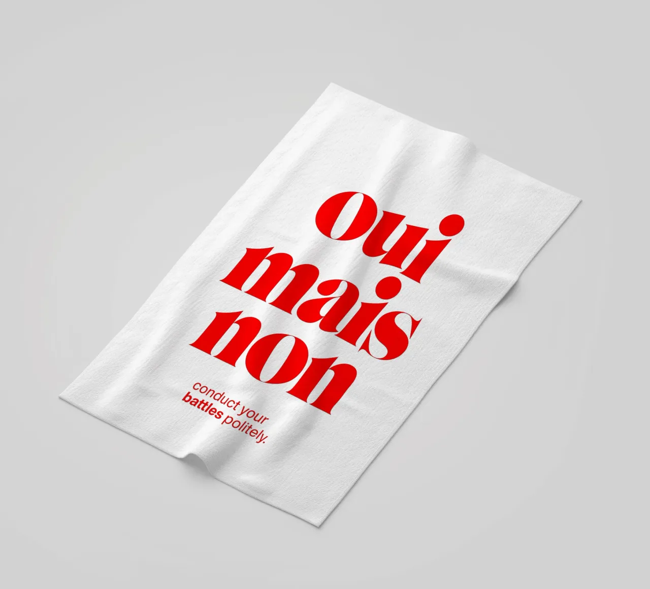 oui mais non statement print: conducete le vostre battaglie con educazione. telo mare da The True Type