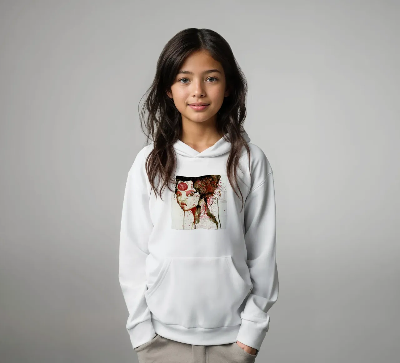 Girl with Forehead Tattoo kids hoodie by Rebekka