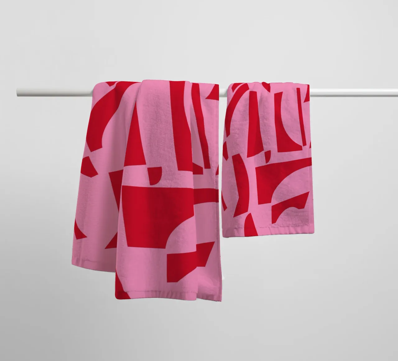 The Joy of Shapes Pink towel by Kim Hubball Studio