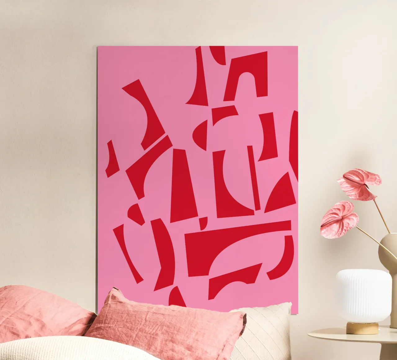 La gioia delle forme rosa poster con telaio in plastica da Kim Hubball Studio