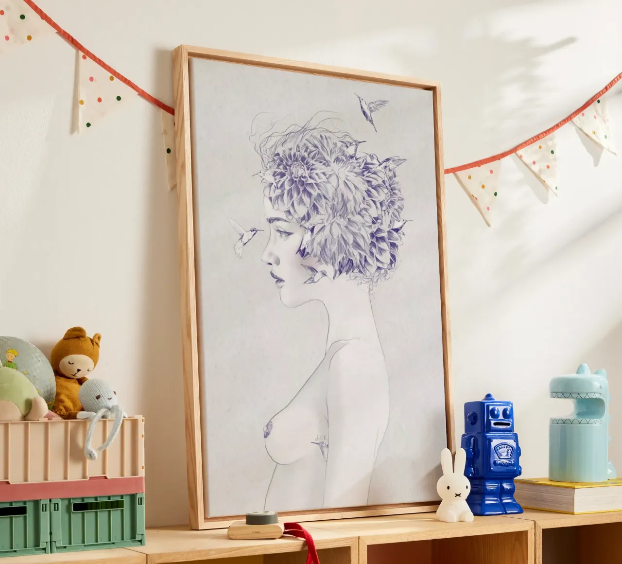 Dhalia 1 tela con Cornice a cassetta da Jenny Liz Rome
