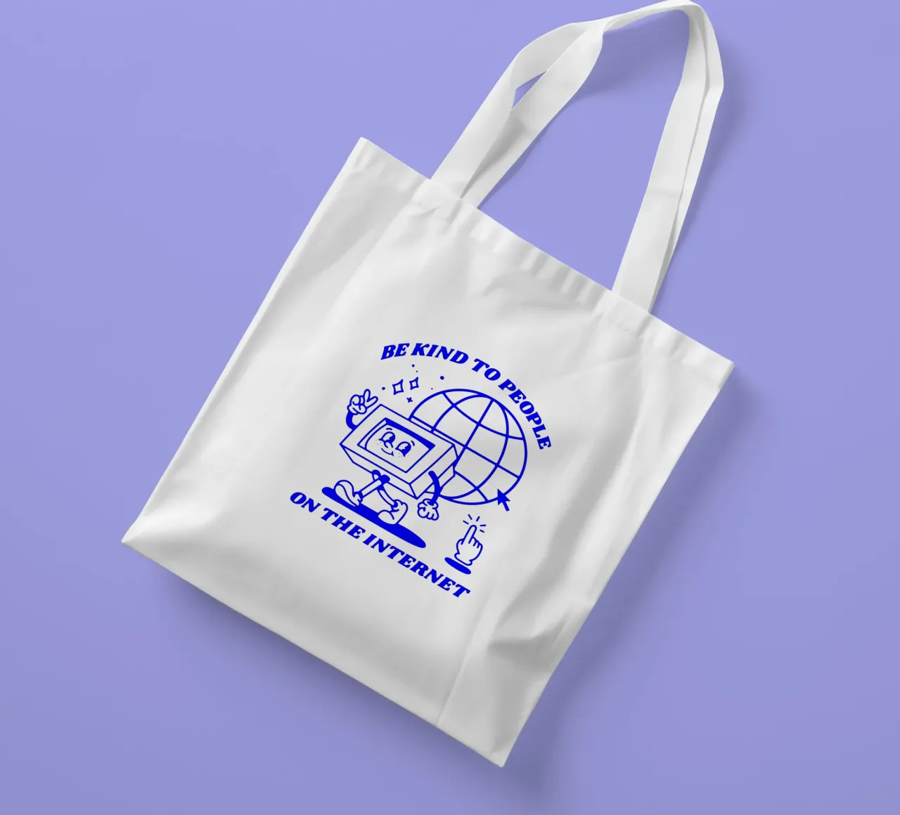 essere gentili con le persone su Internet, illustrazione funky borsa in juta da The True Type