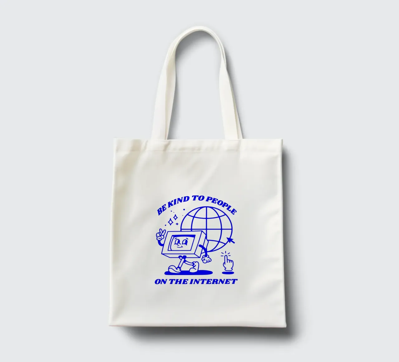 essere gentili con le persone su Internet, illustrazione funky borsa in juta da The True Type