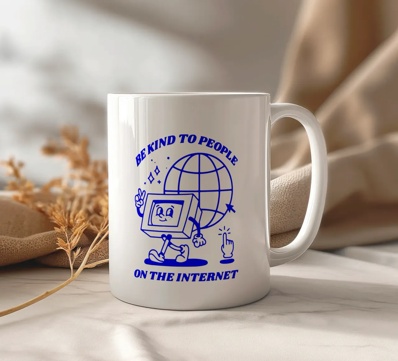 essere gentili con le persone su Internet, illustrazione funky tazza in ceramica da The True Type