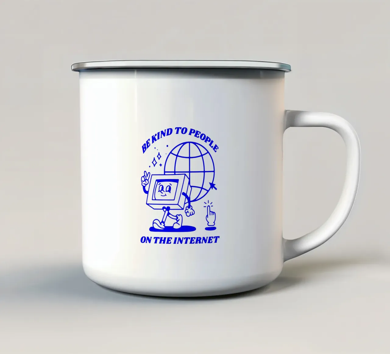 essere gentili con le persone su Internet, illustrazione funky tazza in smalto da The True Type