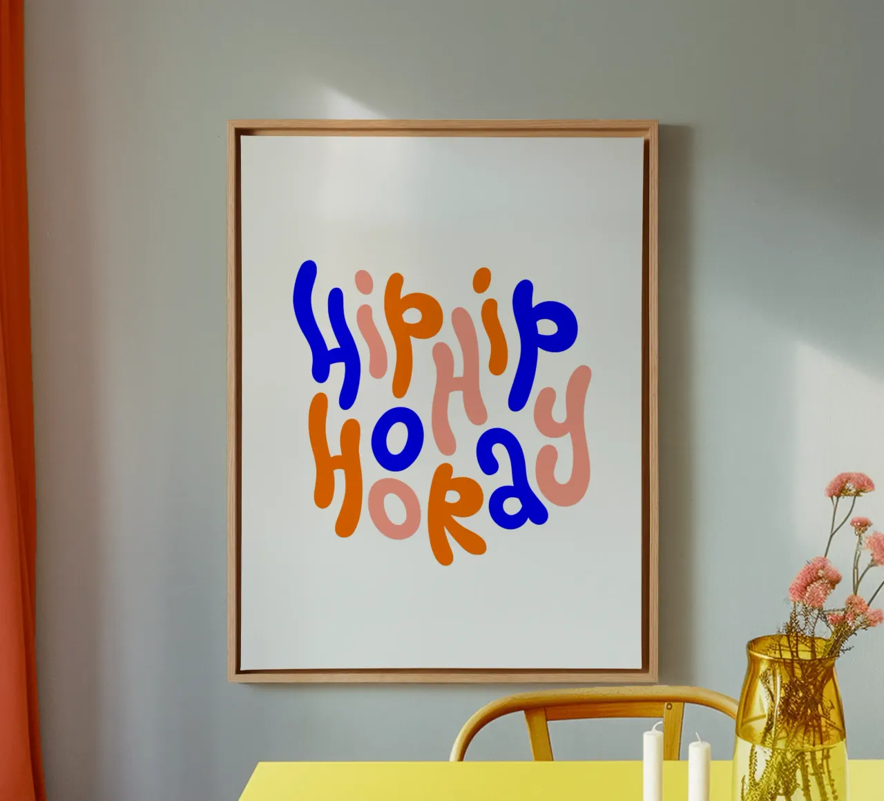 hip hip hooray bunte motivierende Aussage Zitat Leinwand mit Schattenfugenrahmen von The True Type