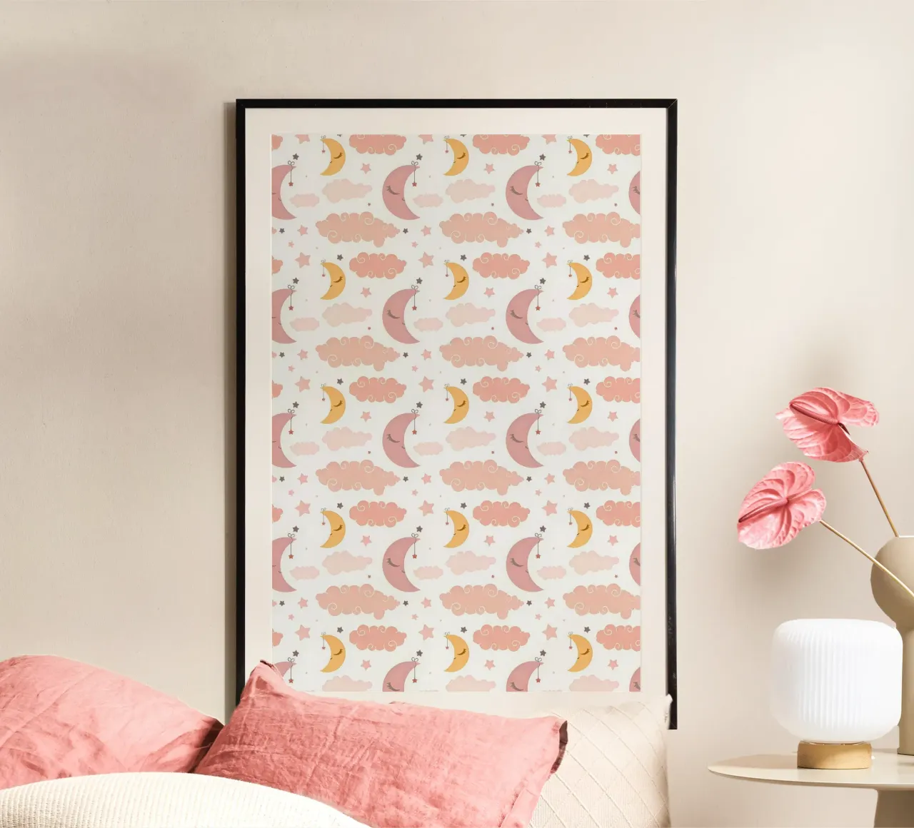 Piccole lune sognanti Kawaii poster con telaio in plastica da Kiroiharu