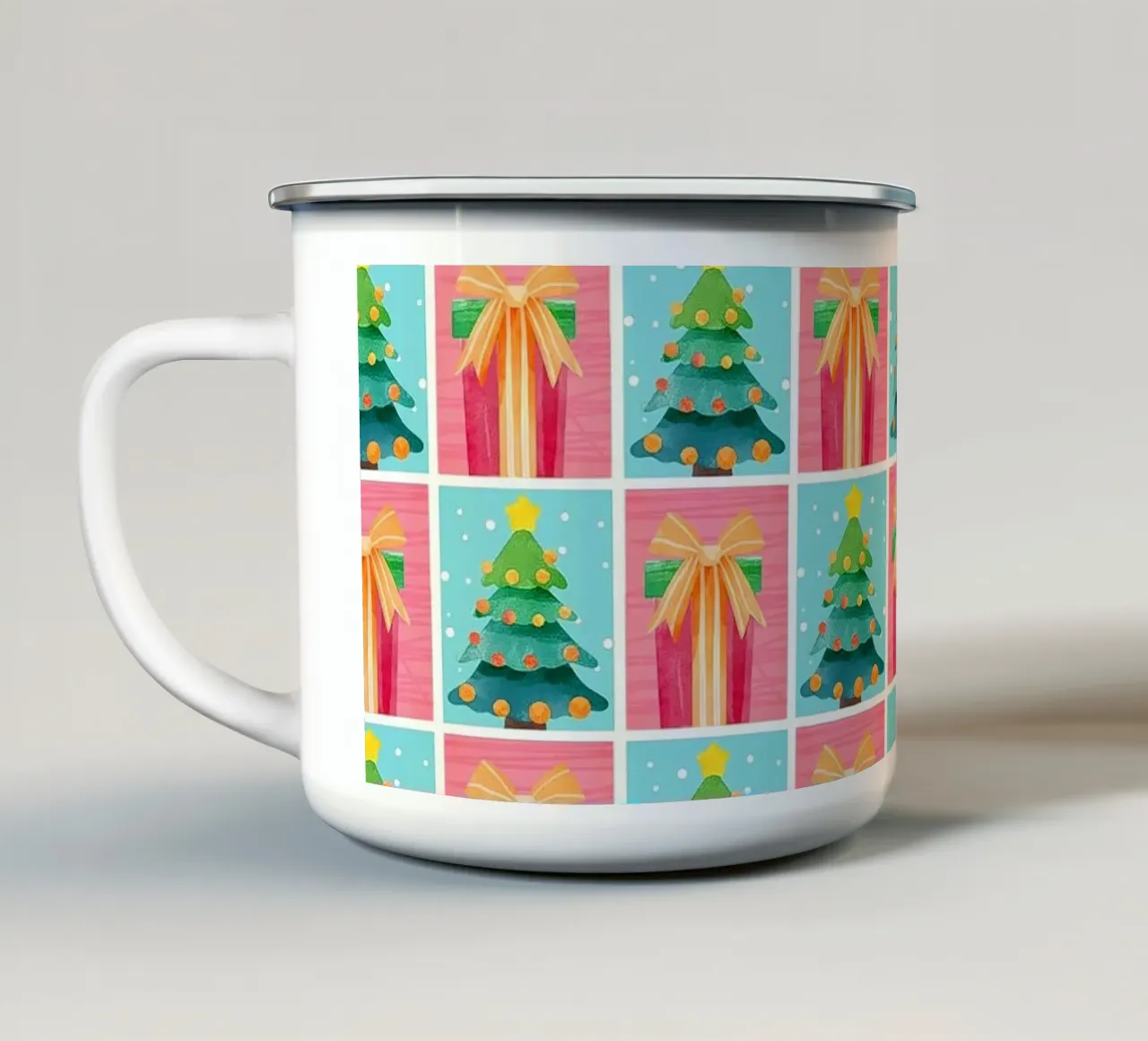 Una Navidad alegre taza de esmalte de Kiroiharu