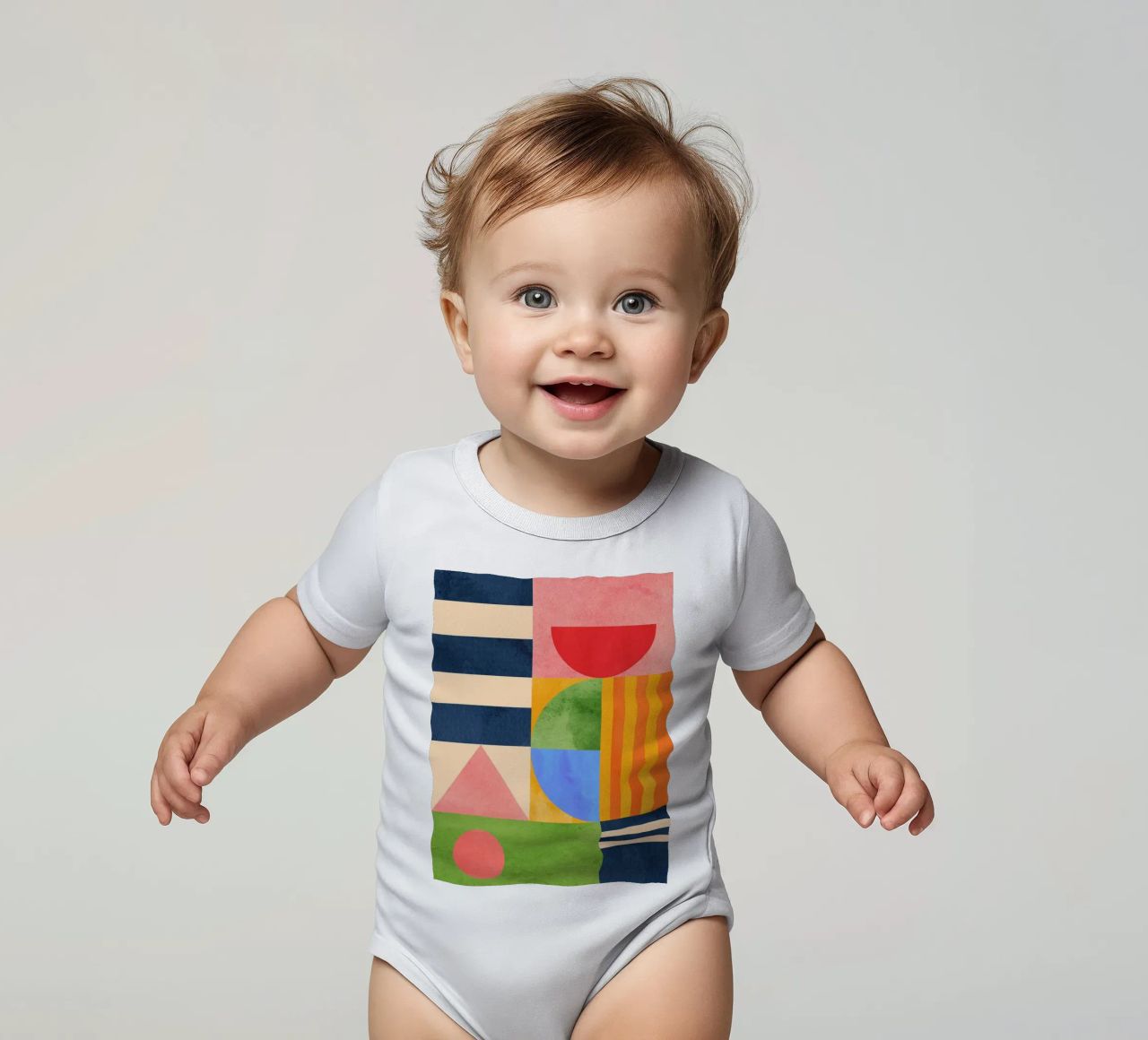 Geometric Shapes 148 short-sleeve baby romper by Gaite