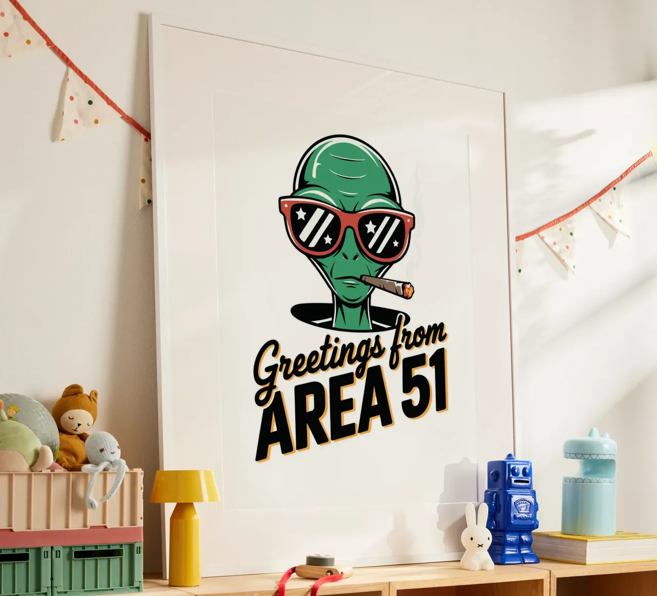 Greetings from Area 51 poster con telaio in legno da edsonramosart