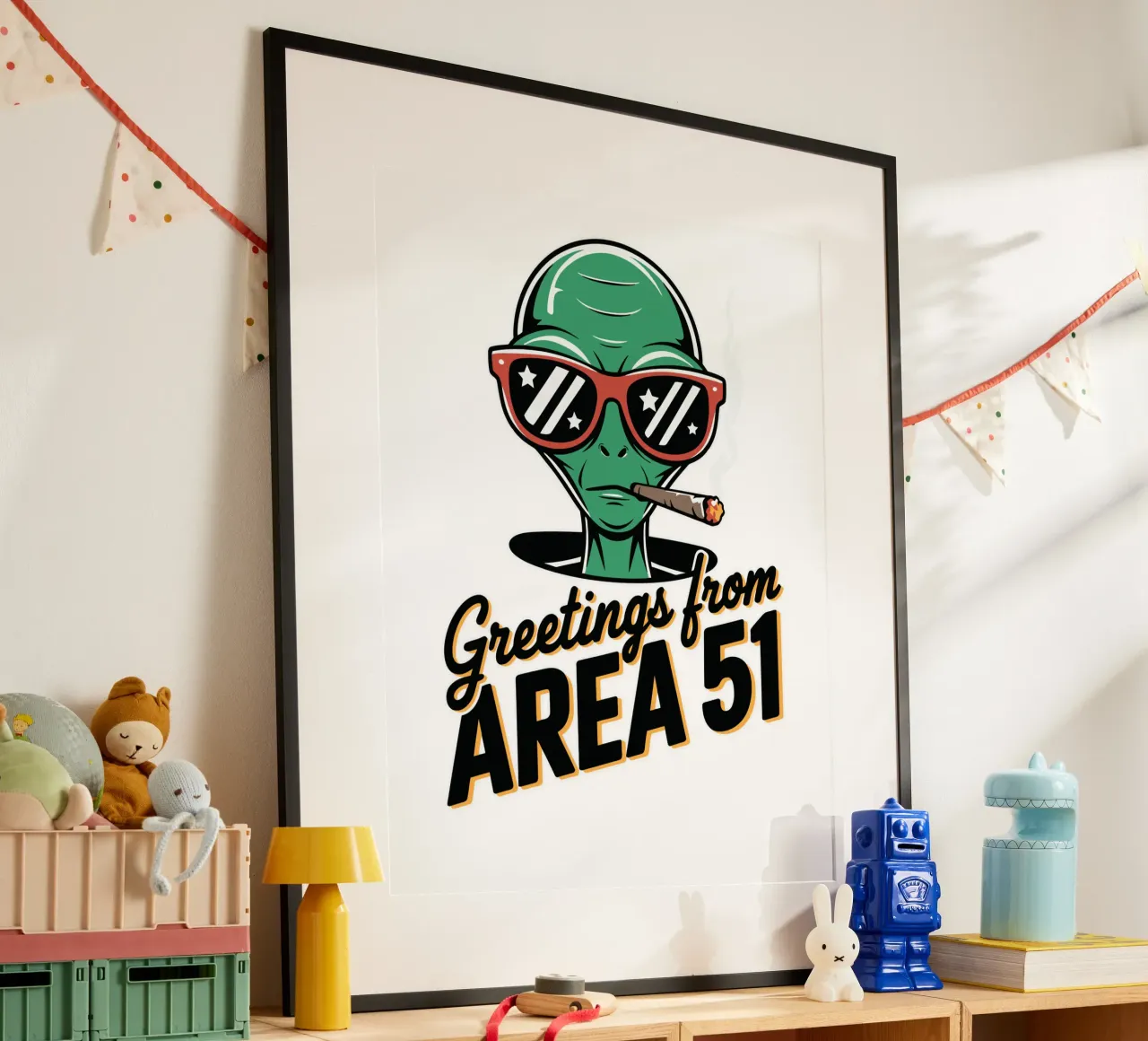 Greetings from Area 51 poster con telaio in legno da edsonramosart