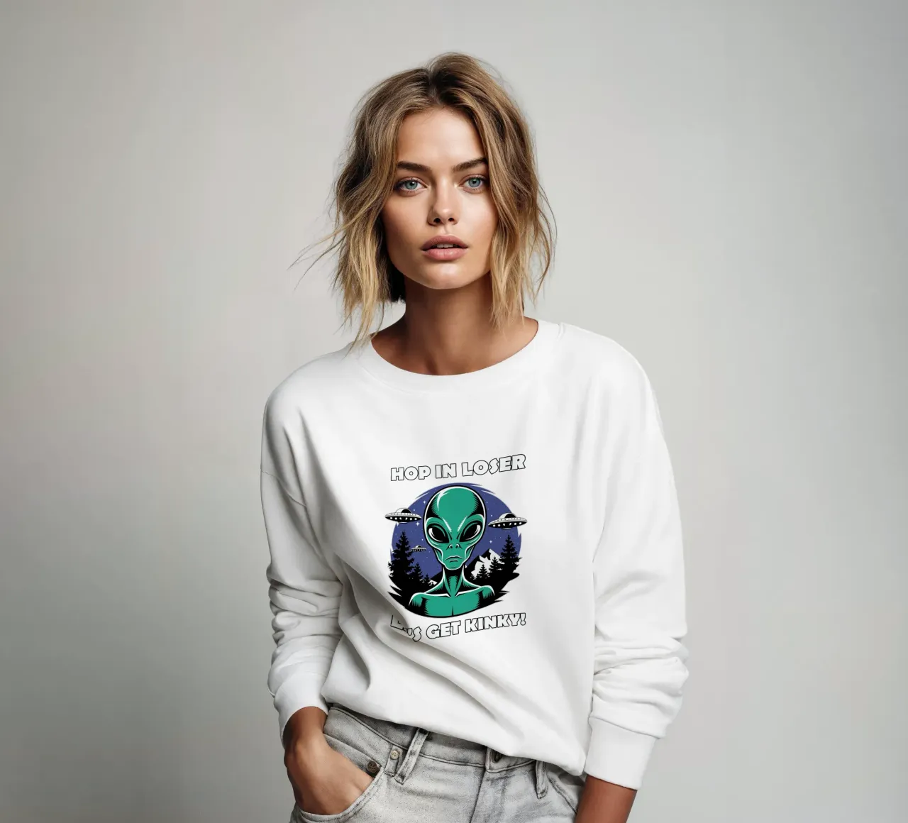 Hop in loser, let's get kinky! sweatshirt by edsonramosart