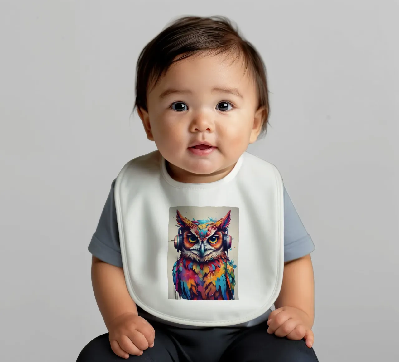 Gufo in cuffia bavaglino da MakArena