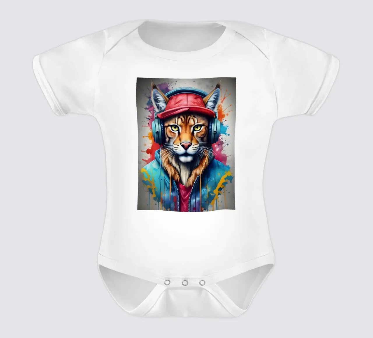 Lynx con cuffie body neonato maniche corte da MakArena