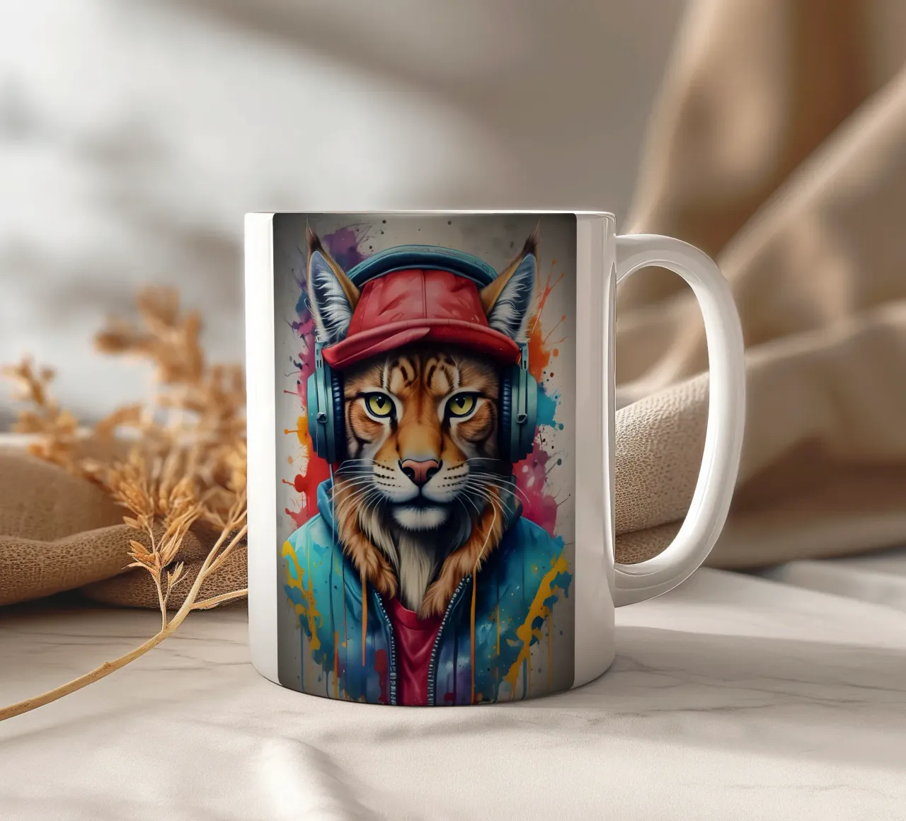 Lynx con cuffie tazza in ceramica da MakArena