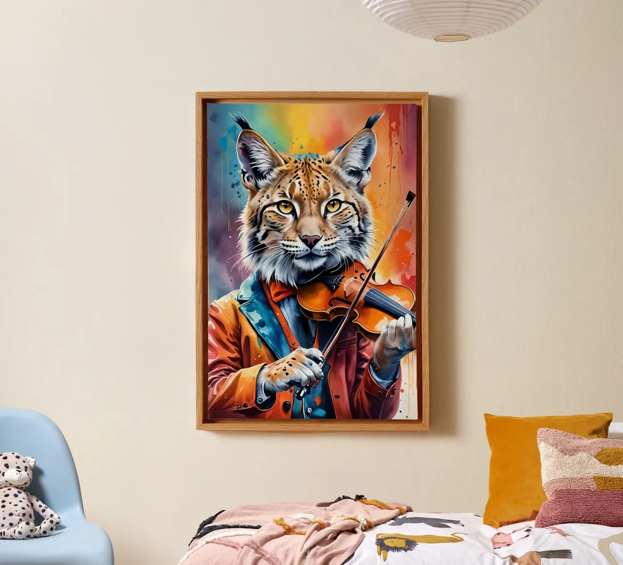 Lynx speelt viool canvas met Baklijst van MakArena