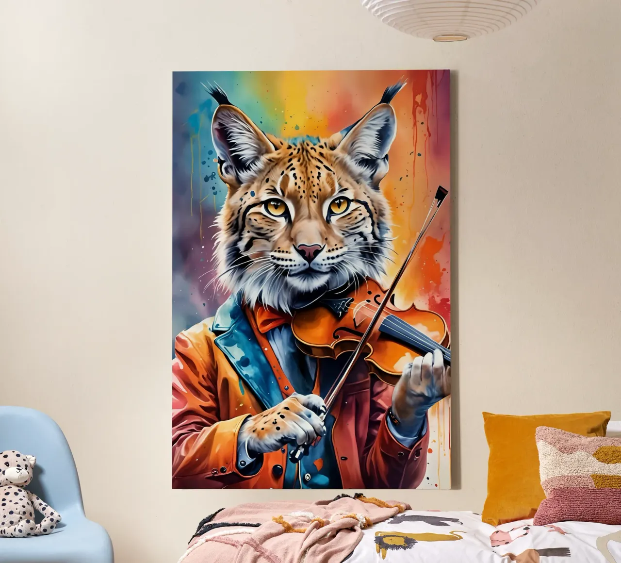 Lynx speelt viool canvas met Baklijst van MakArena