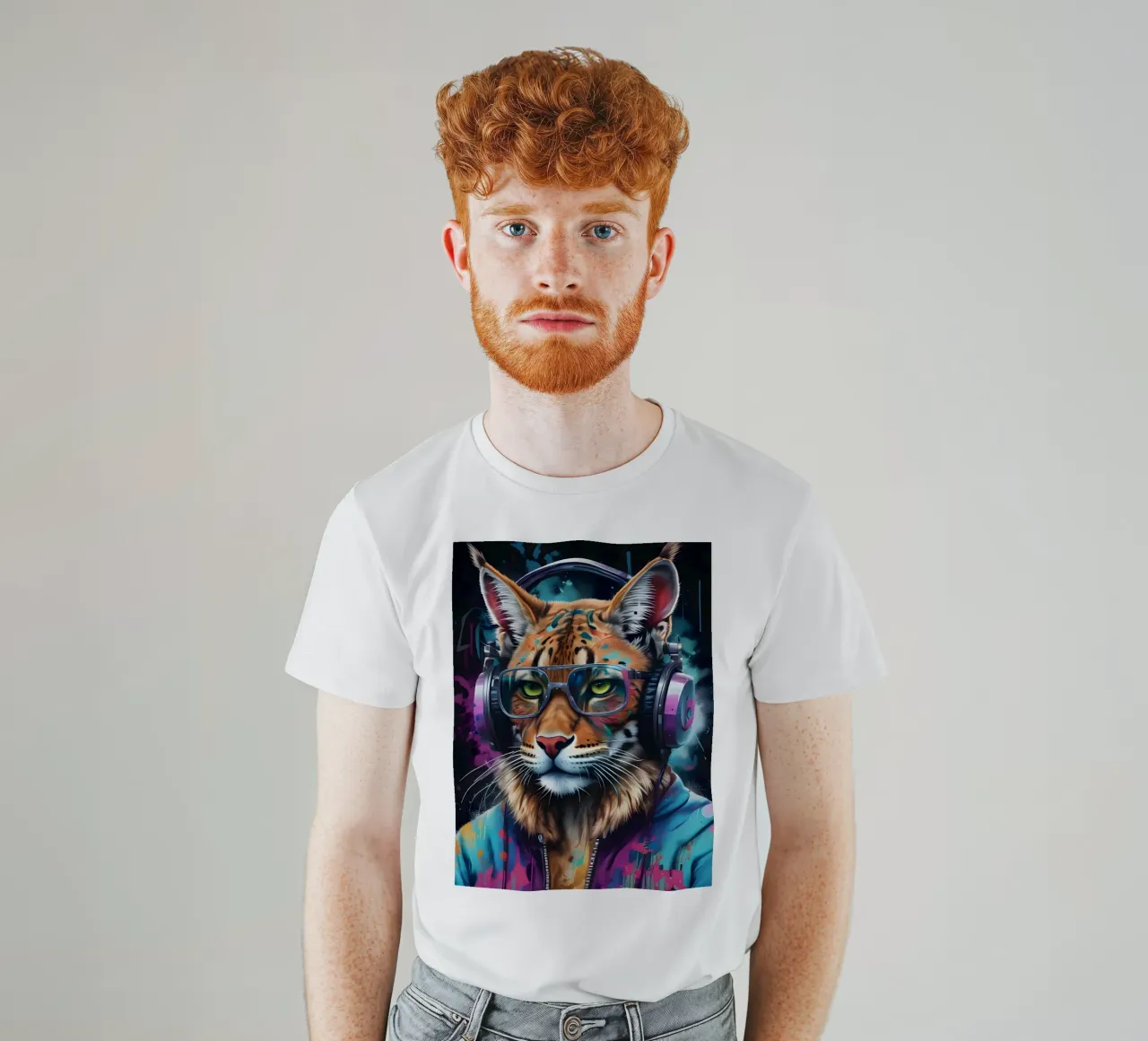 Lynx in cuffia t-shirt da MakArena