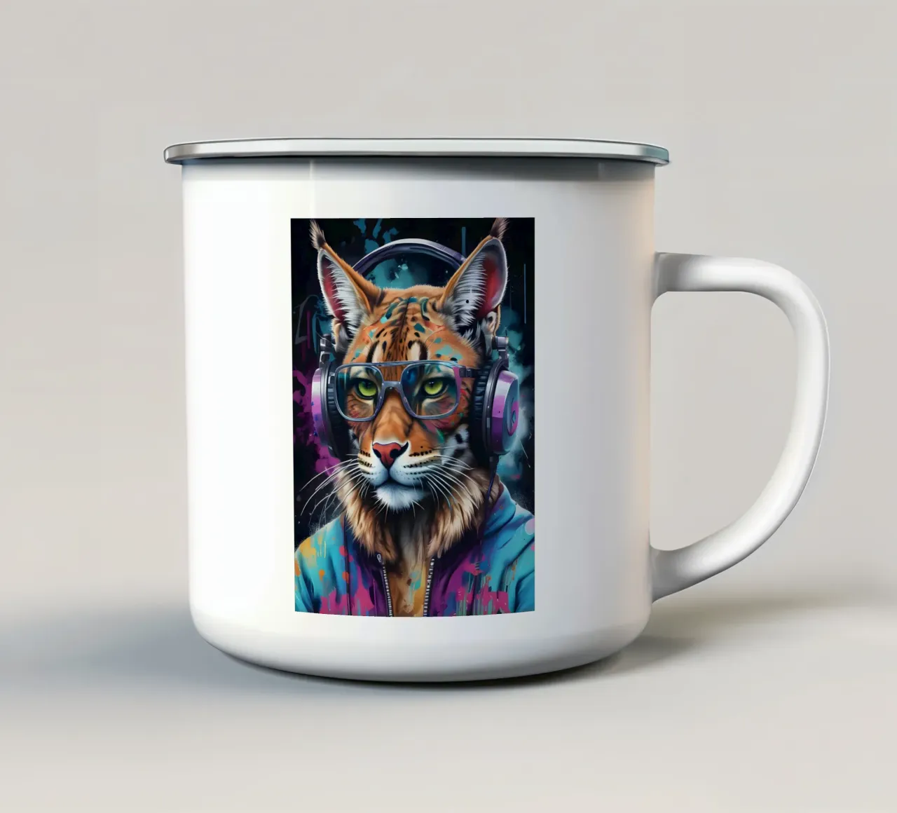Lynx in cuffia tazza in smalto da MakArena
