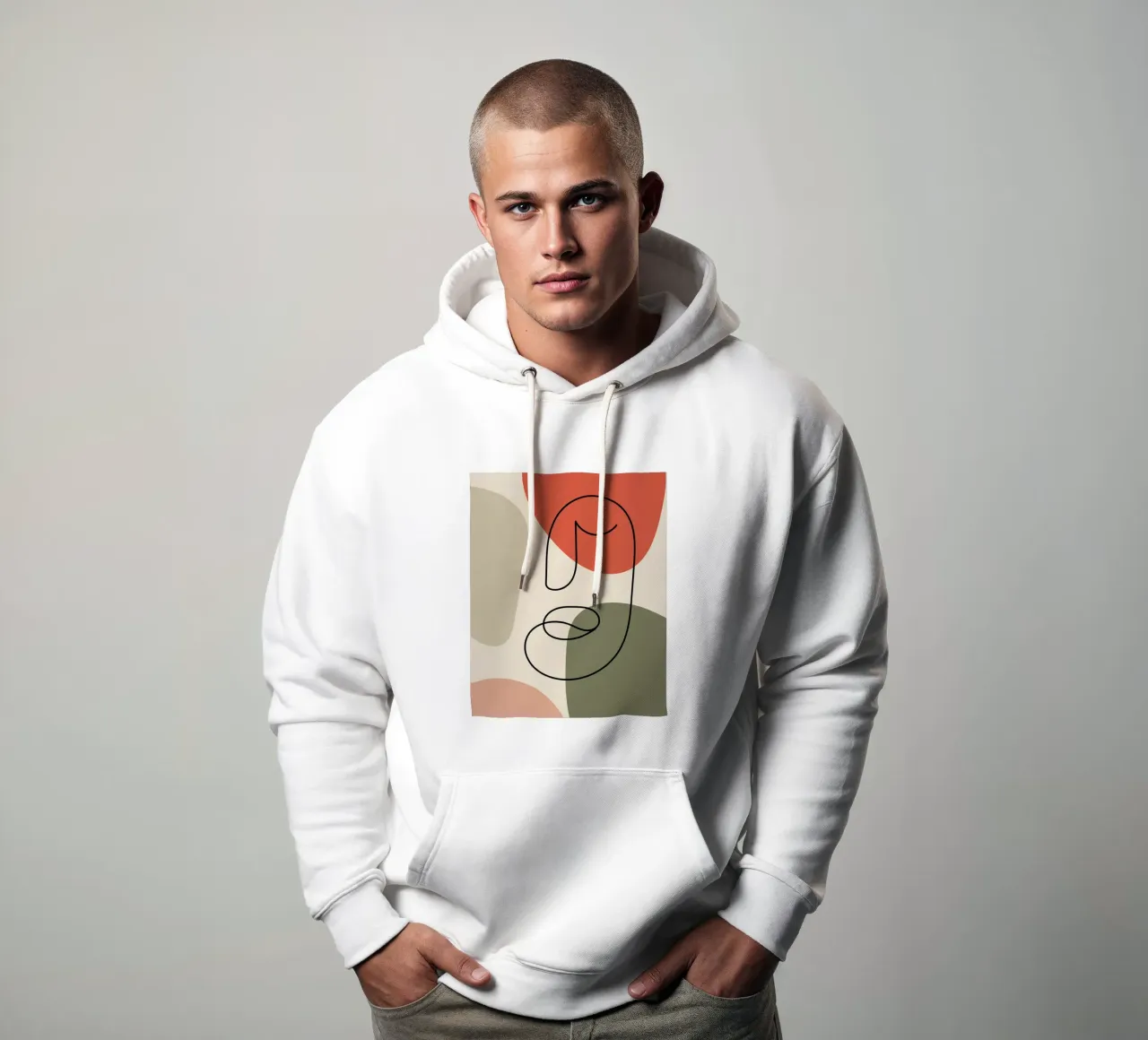 Line art in earthy tones felpa con cappuccio da LisaArtes