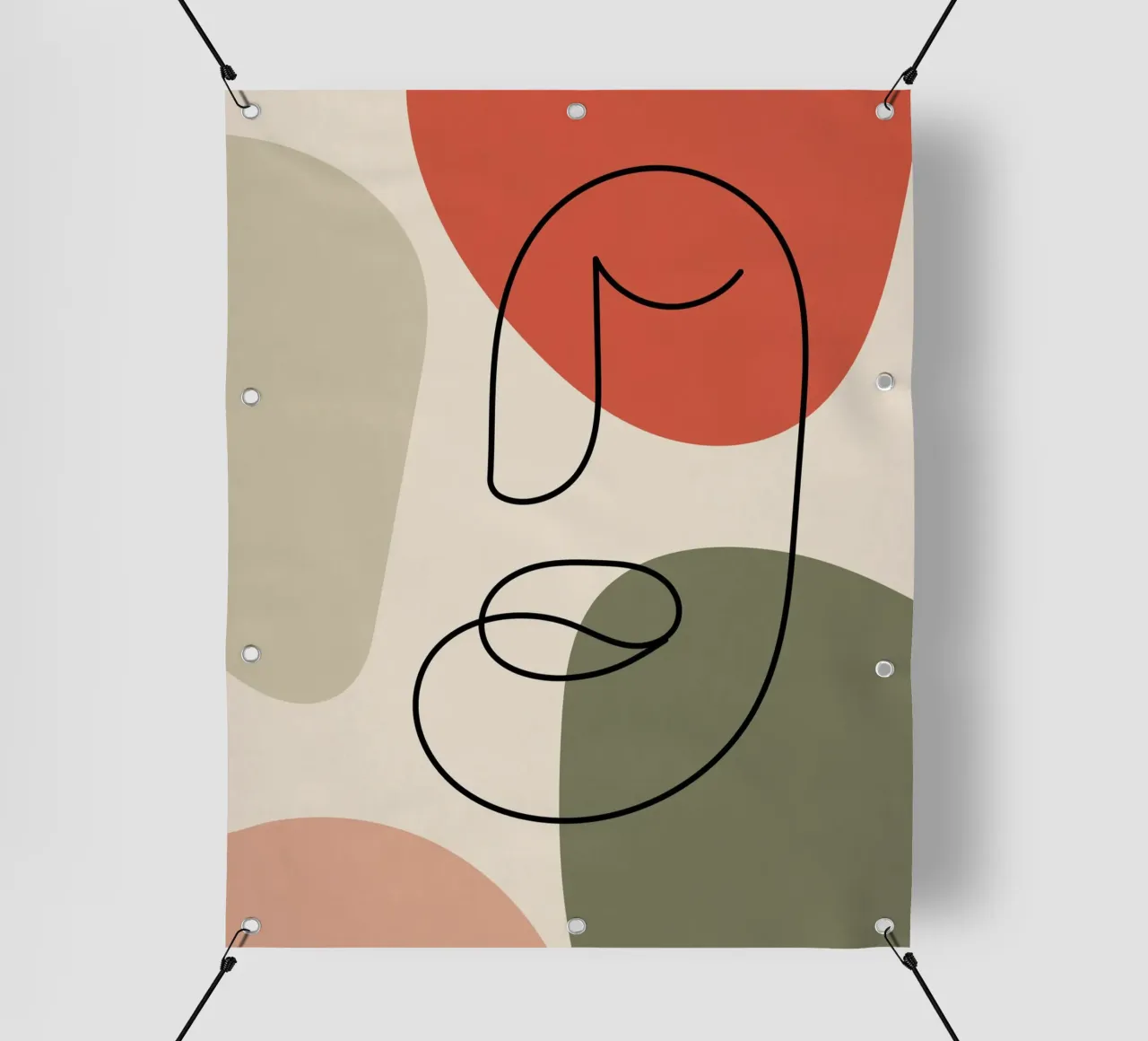 Line art in earthy tones telo in pvc da LisaArtes