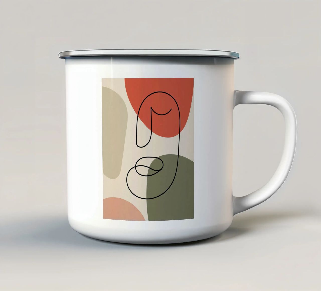 Line art in earthy tones tazza in smalto da LisaArtes