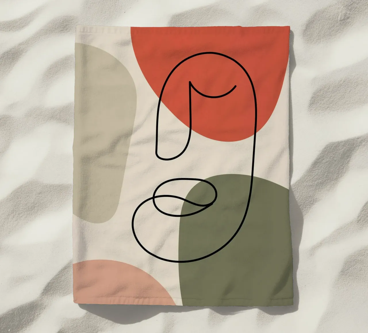 Line art in earthy tones telo mare da LisaArtes