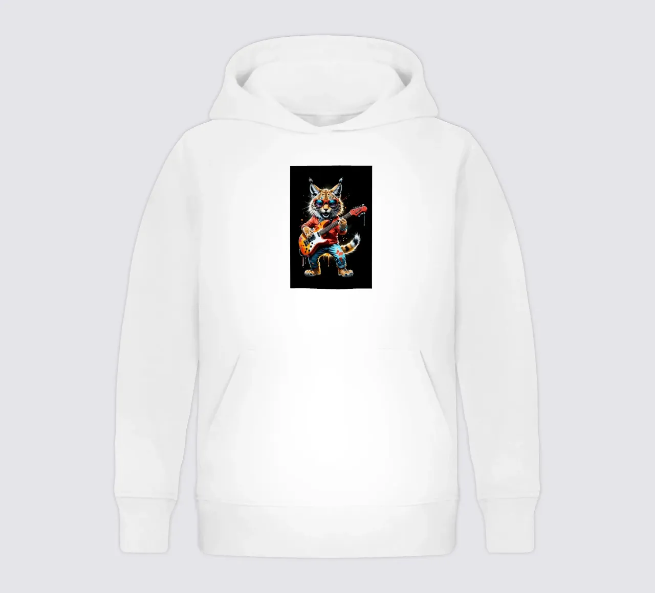 Little lynx plays guitar kids hoodie by MakArena