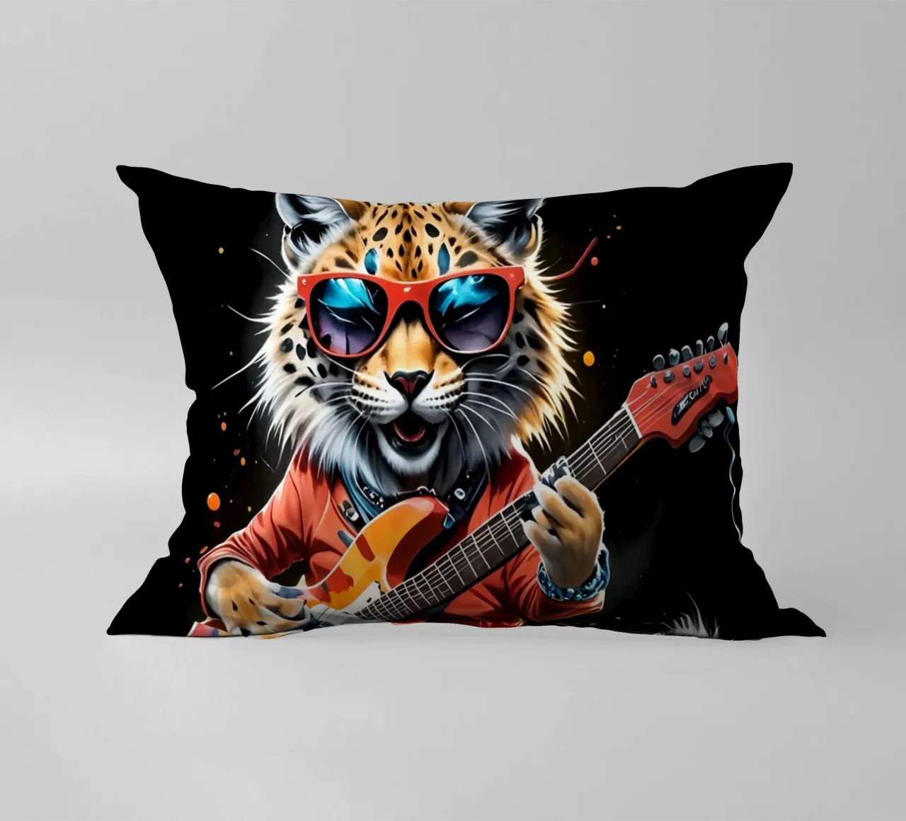 Little lynx plays guitar decorative cushion by MakArena