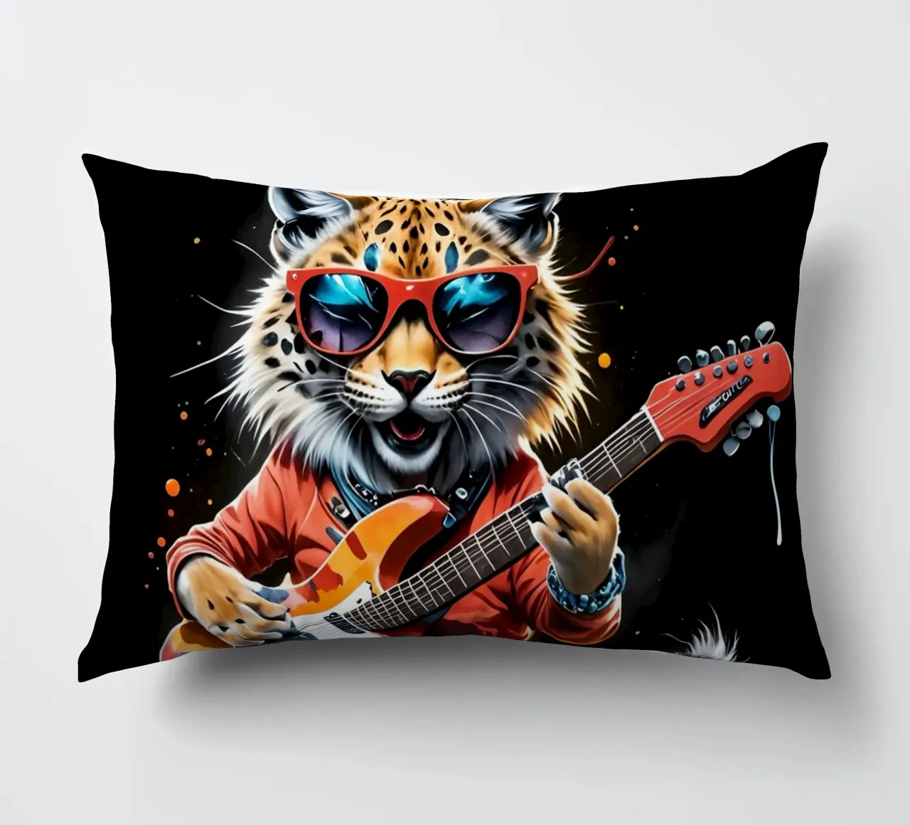 Little lynx plays guitar decorative cushion by MakArena
