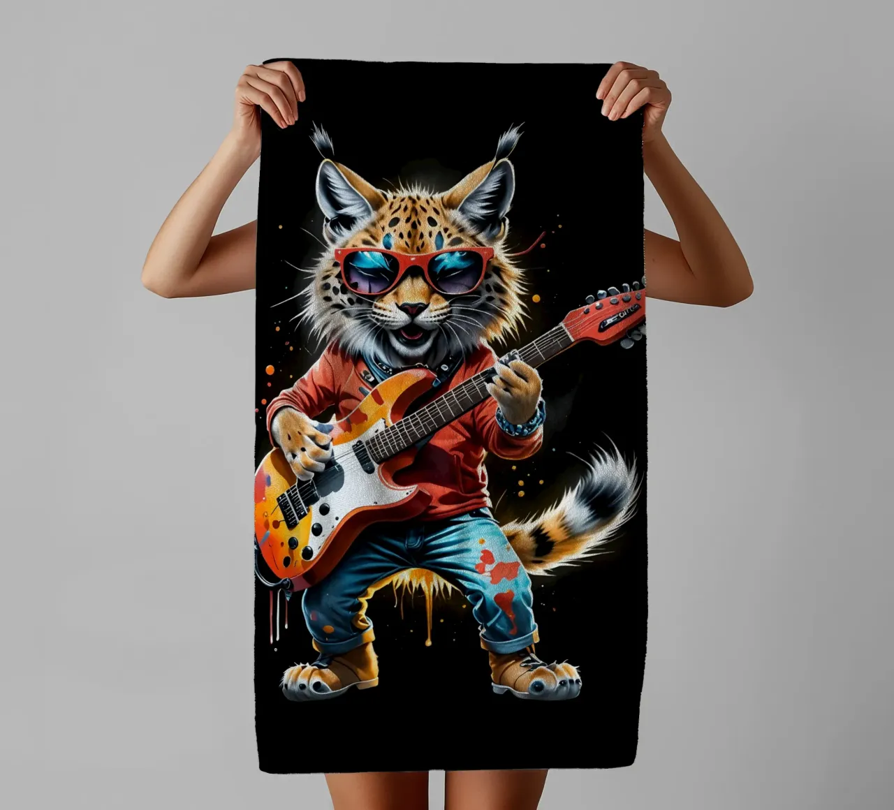 Kleiner Luchs spielt Gitarre Handtuch von MakArena