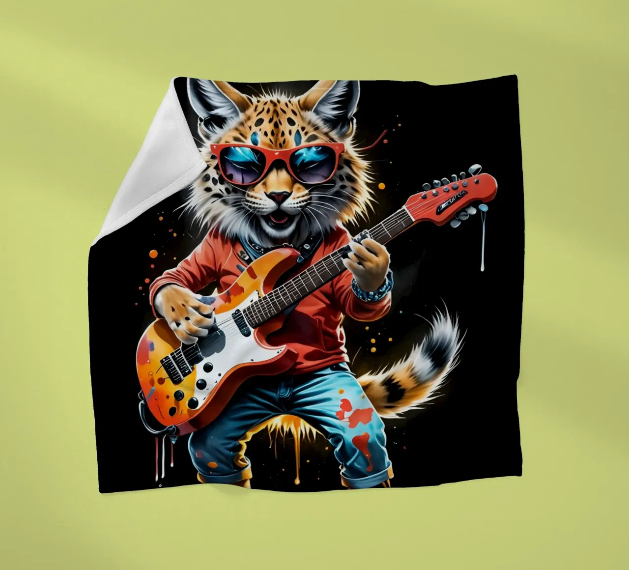 Kleiner Luchs spielt Gitarre Fleecedecke von MakArena