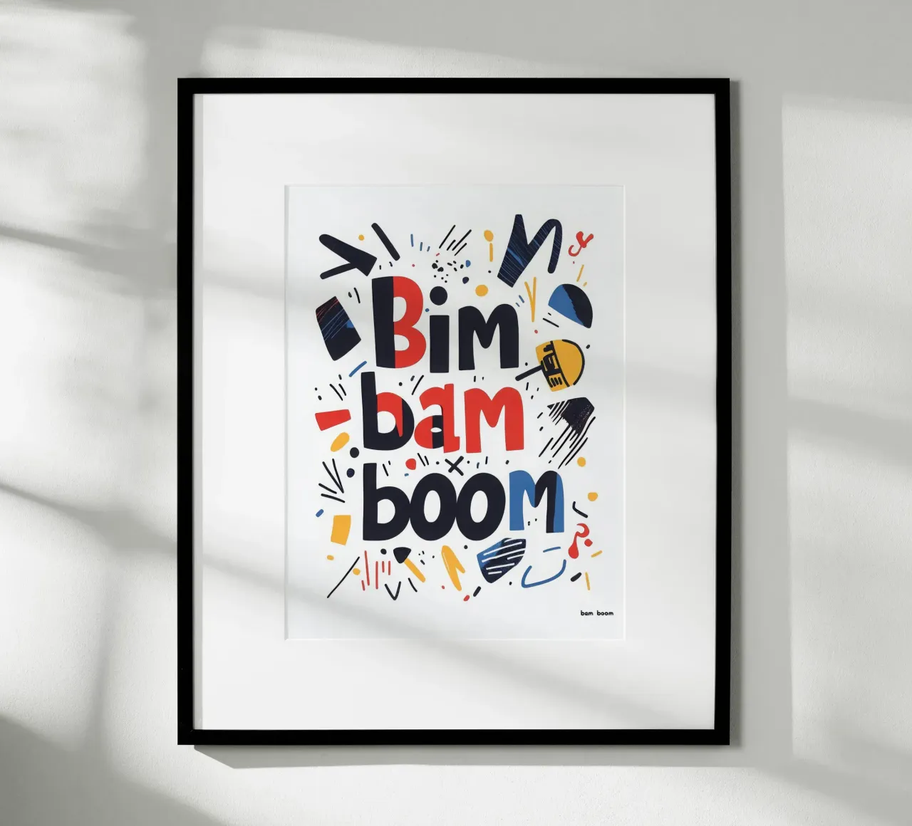 Bim bam boom poster con telaio in legno da Art Typo Essentiel