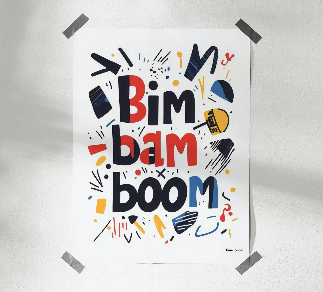 Bim bam boom poster con telaio in legno da Art Typo Essentiel