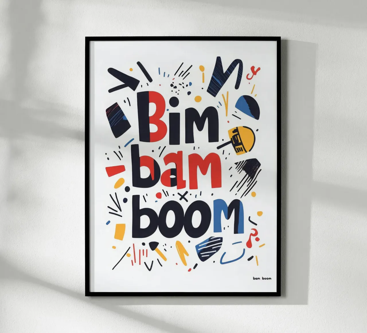 Bim bam boom poster con telaio in legno da Art Typo Essentiel