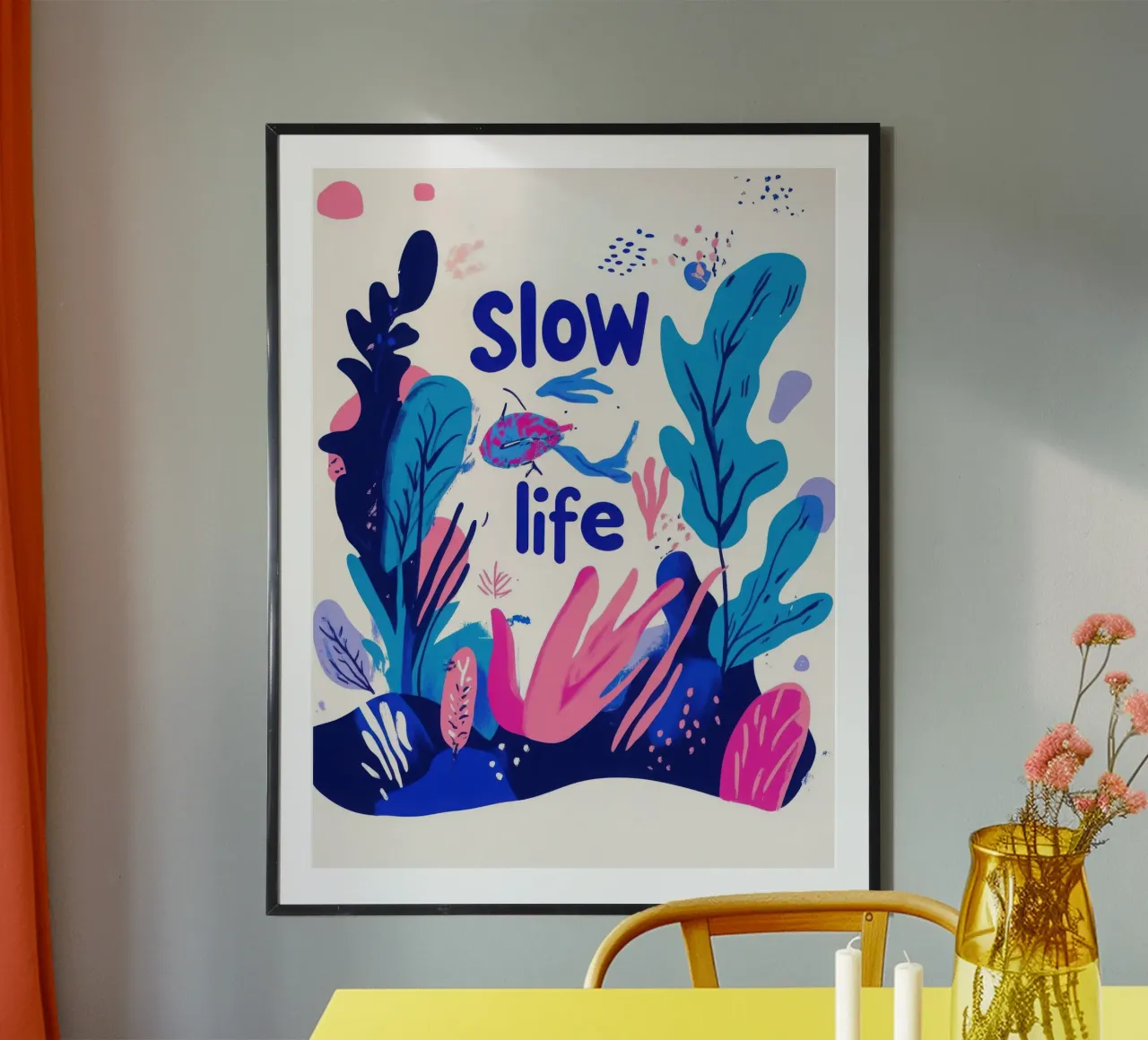 Slow life poster con telaio in plastica da Art Typo Essentiel