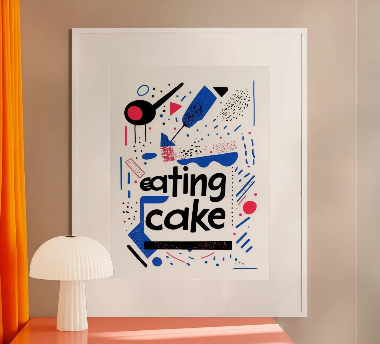 Eating Cake - 2 poster con telaio in alluminio da Art Typo Essentiel