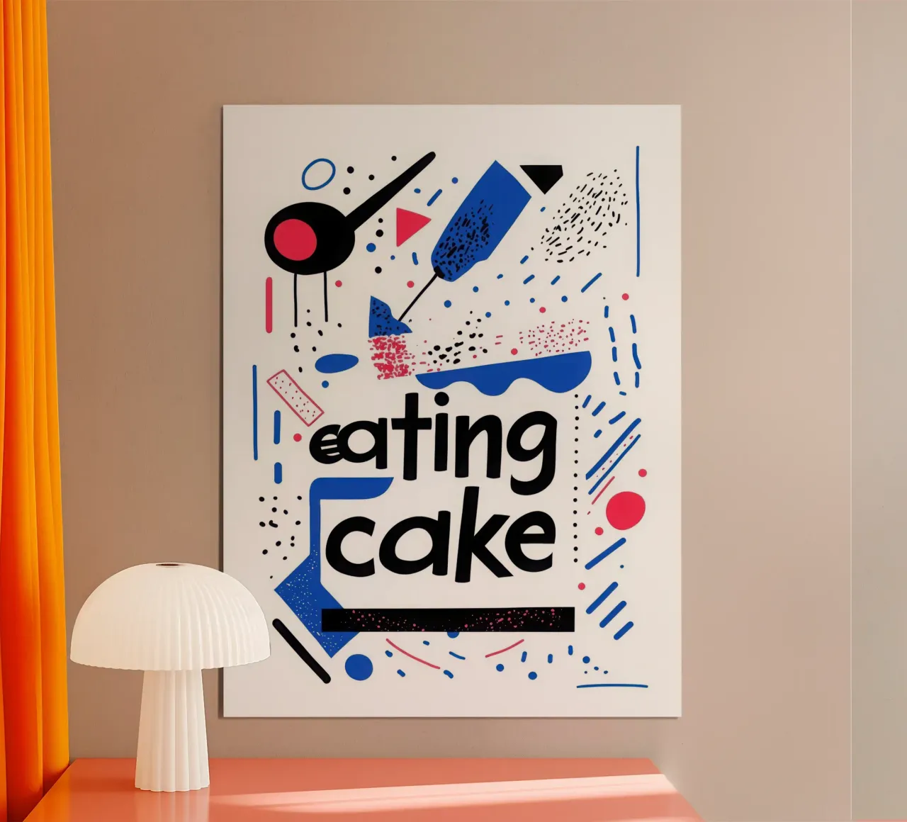 Eating Cake - 2 poster con telaio in alluminio da Art Typo Essentiel