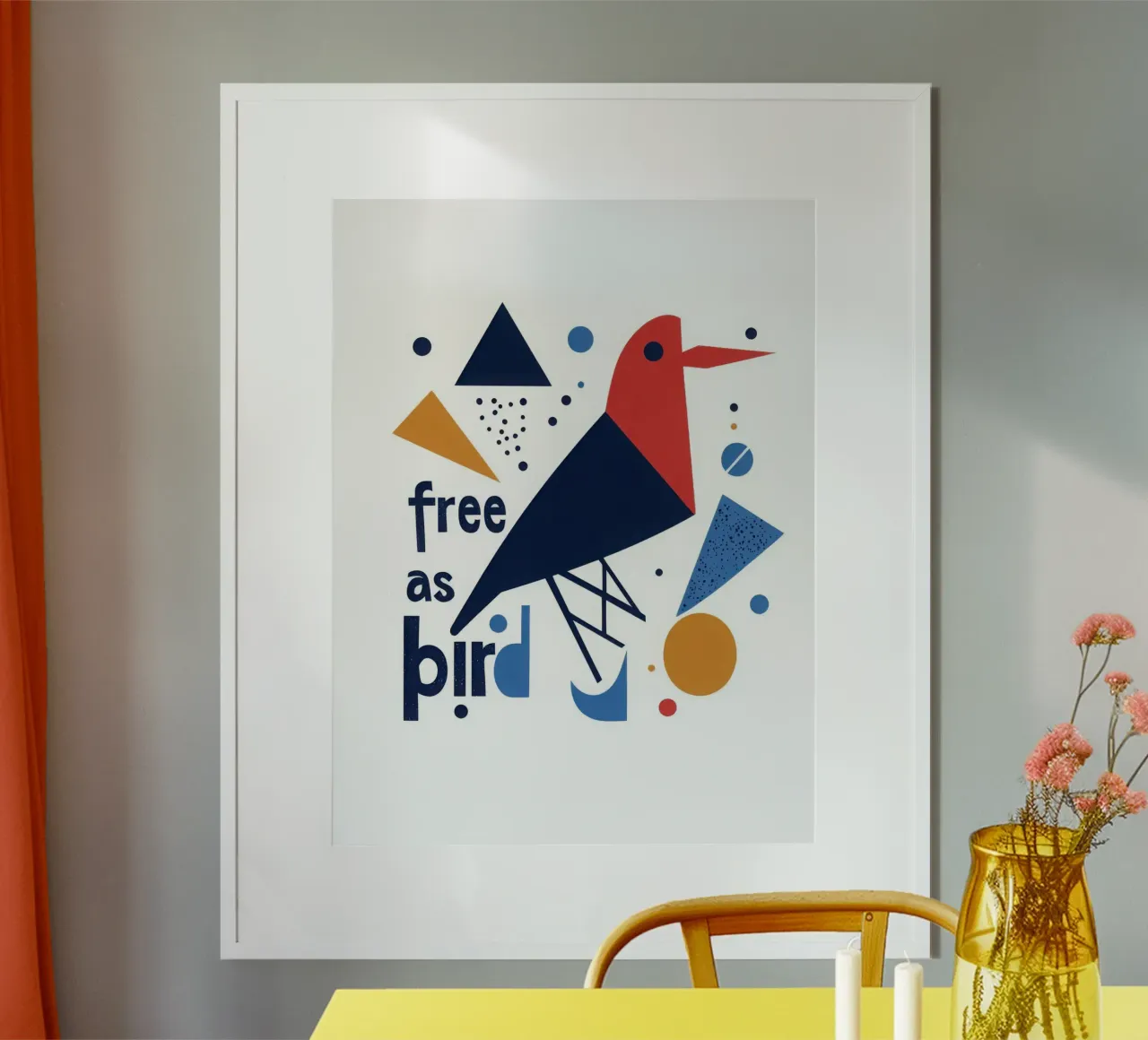Free as a bird poster con telaio in alluminio da Art Typo Essentiel
