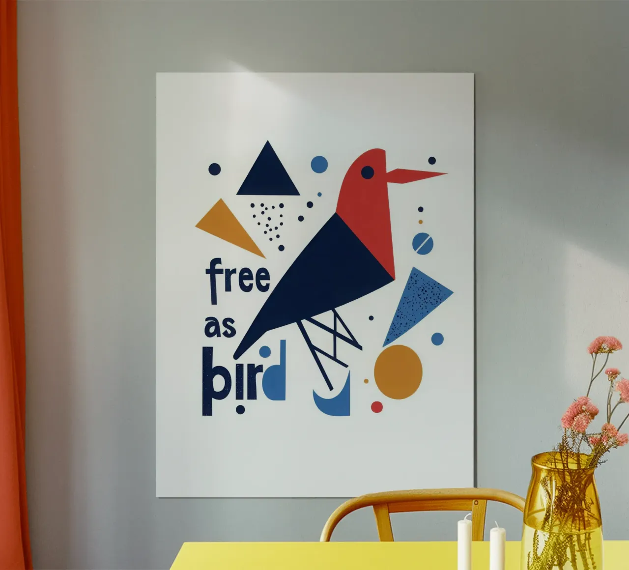 Free as a bird poster con telaio in alluminio da Art Typo Essentiel
