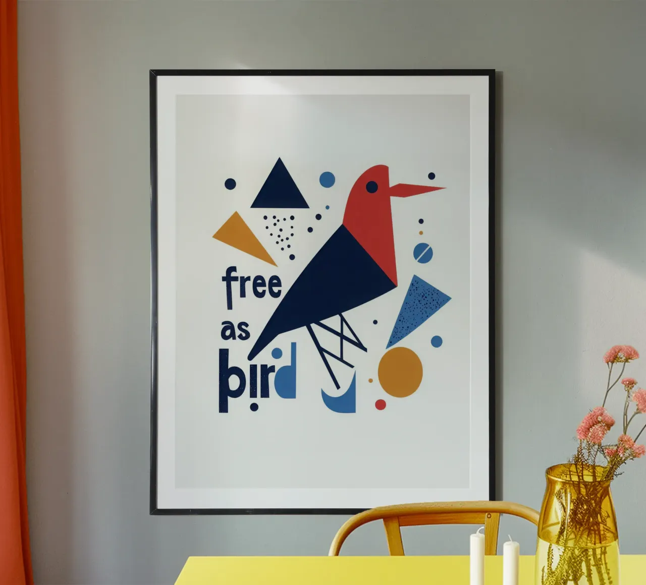 Free as a bird poster con telaio in alluminio da Art Typo Essentiel